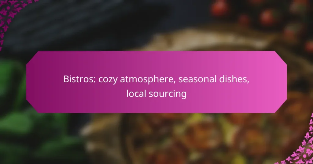 Bistros: cozy atmosphere, seasonal dishes, local sourcing