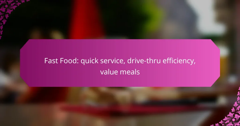 Fast Food: quick service, drive-thru efficiency, value meals