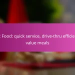 Fast Food: quick service, drive-thru efficiency, value meals