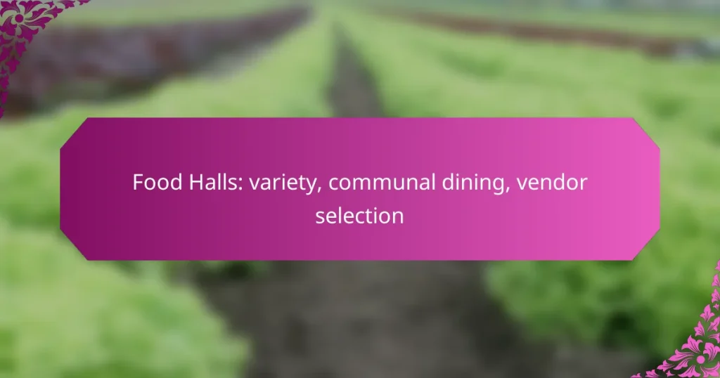 Food Halls: variety, communal dining, vendor selection