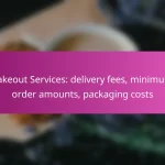 Takeout Services: delivery fees, minimum order amounts, packaging costs