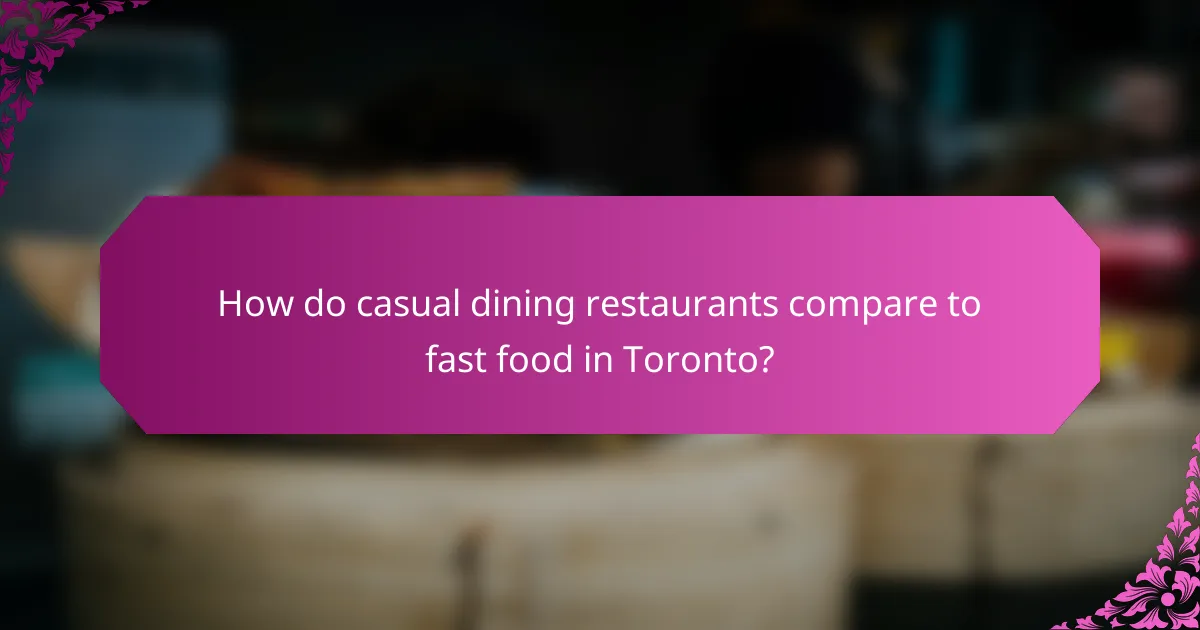 How do casual dining restaurants compare to fast food in Toronto?