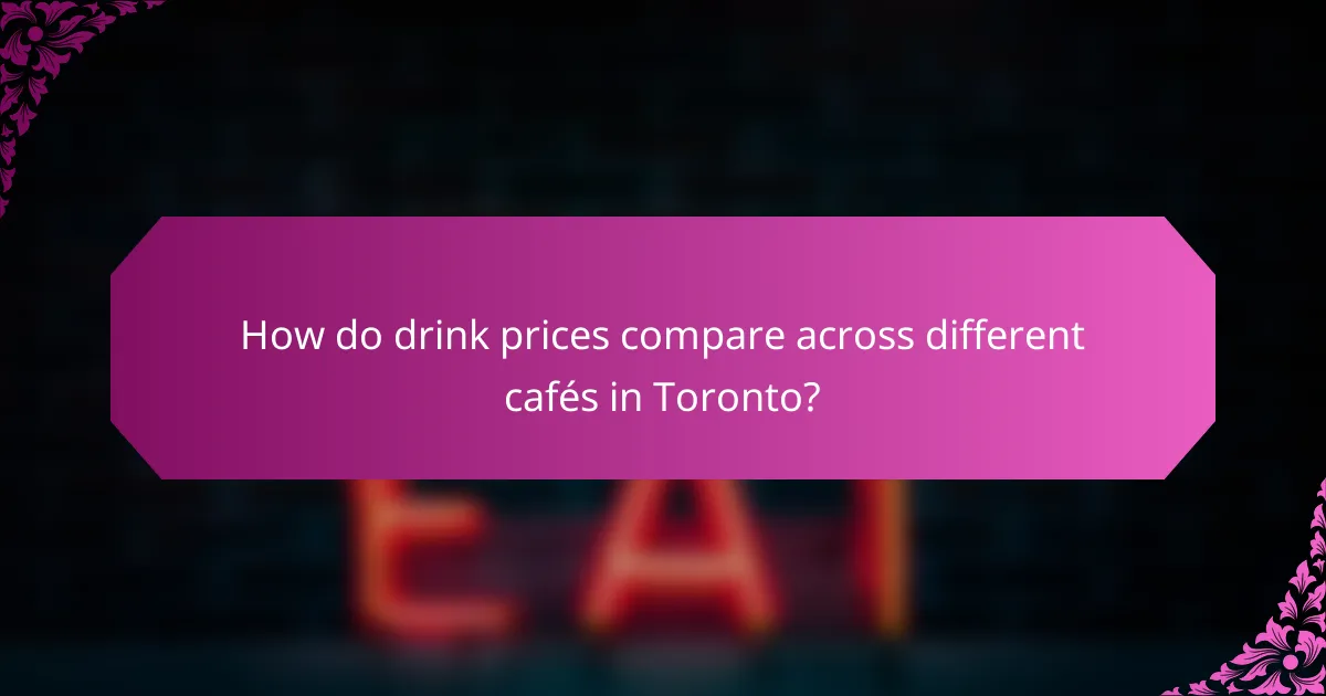 How do drink prices compare across different cafés in Toronto?