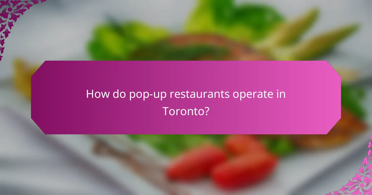 How do pop-up restaurants operate in Toronto?