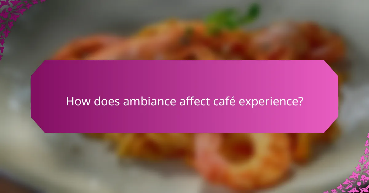 How does ambiance affect café experience?