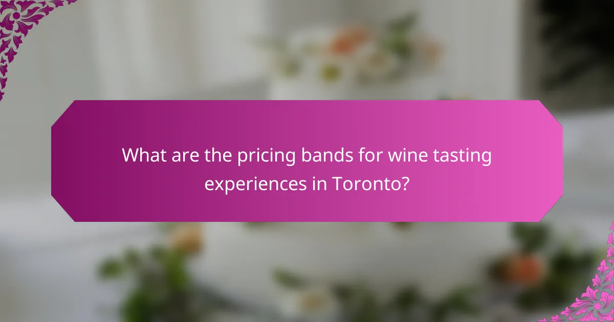 What are the pricing bands for wine tasting experiences in Toronto?