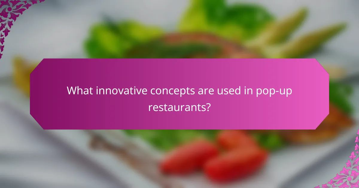 What innovative concepts are used in pop-up restaurants?
