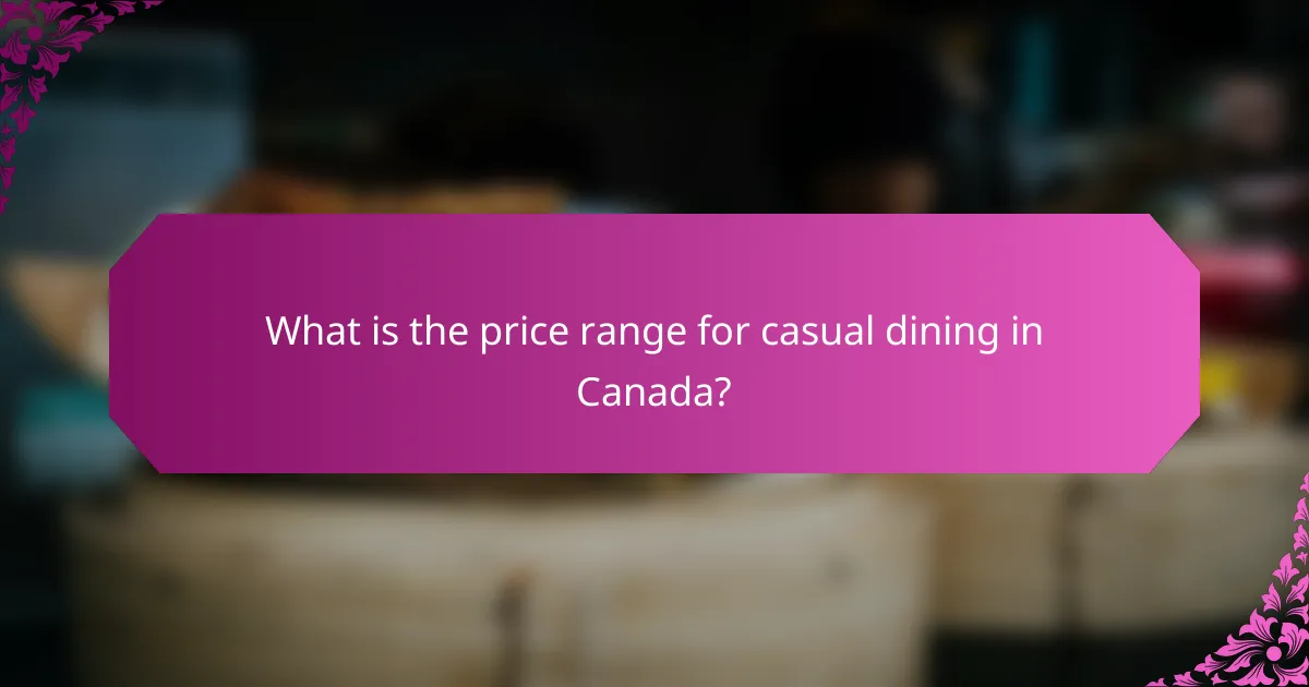 What is the price range for casual dining in Canada?