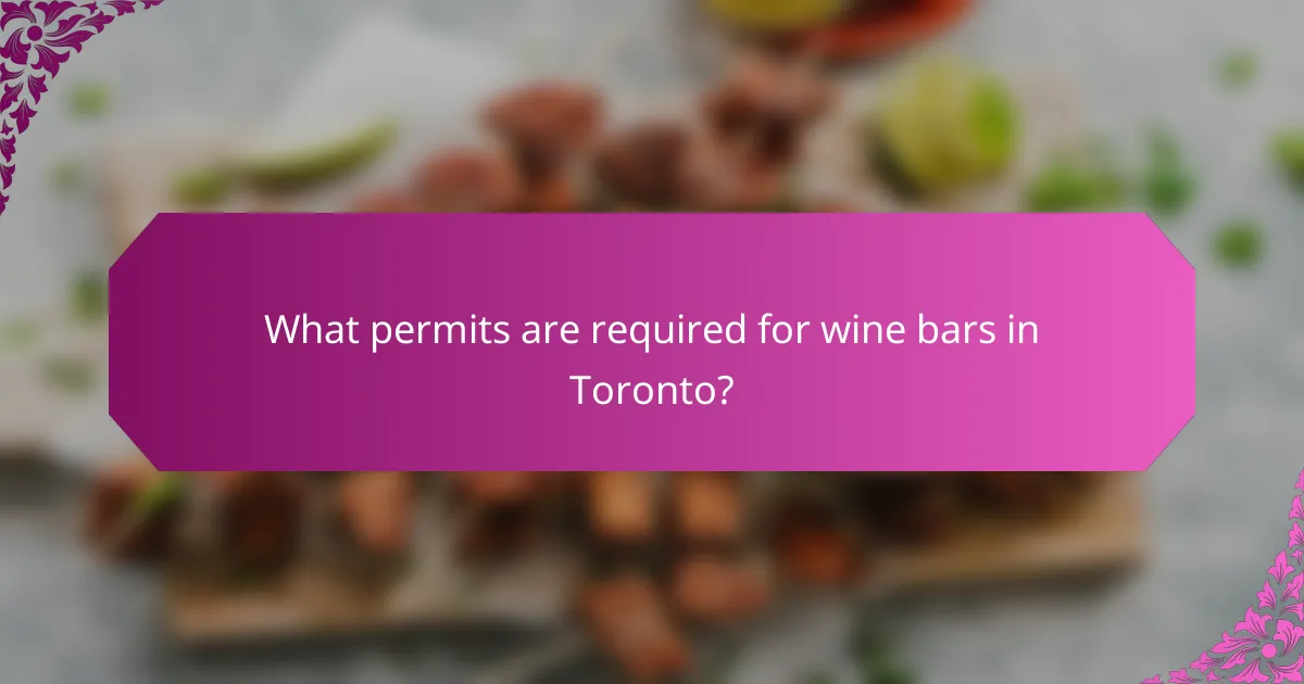 What permits are required for wine bars in Toronto?